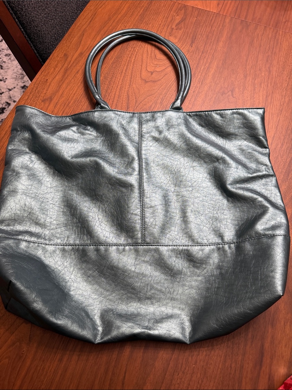 Saks Fifth Avenue Shiny Black Leather Tote